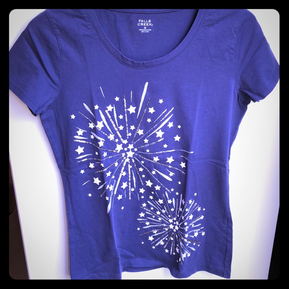 Falls Creek Patriotic Cotton Tee Size Medium